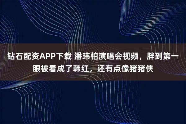 钻石配资APP下载 潘玮柏演唱会视频，胖到第一眼被看成了韩红，还有点像猪猪侠
